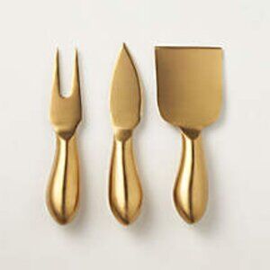 CB2 Helms Gold Cheese Knives Set Of 3